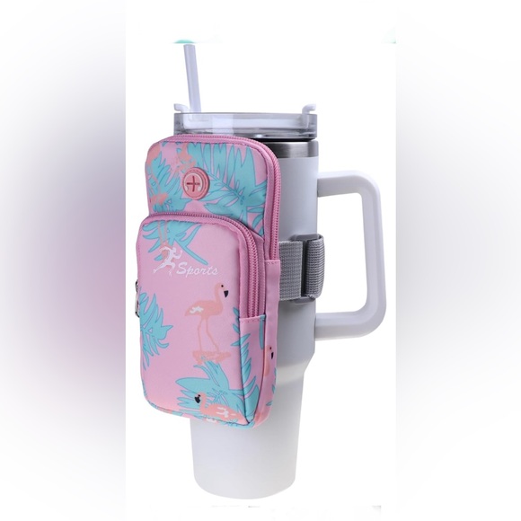Flamingo🦩Pattern Water Bottle Pouch Bag/Armband - Picture 1 of 10